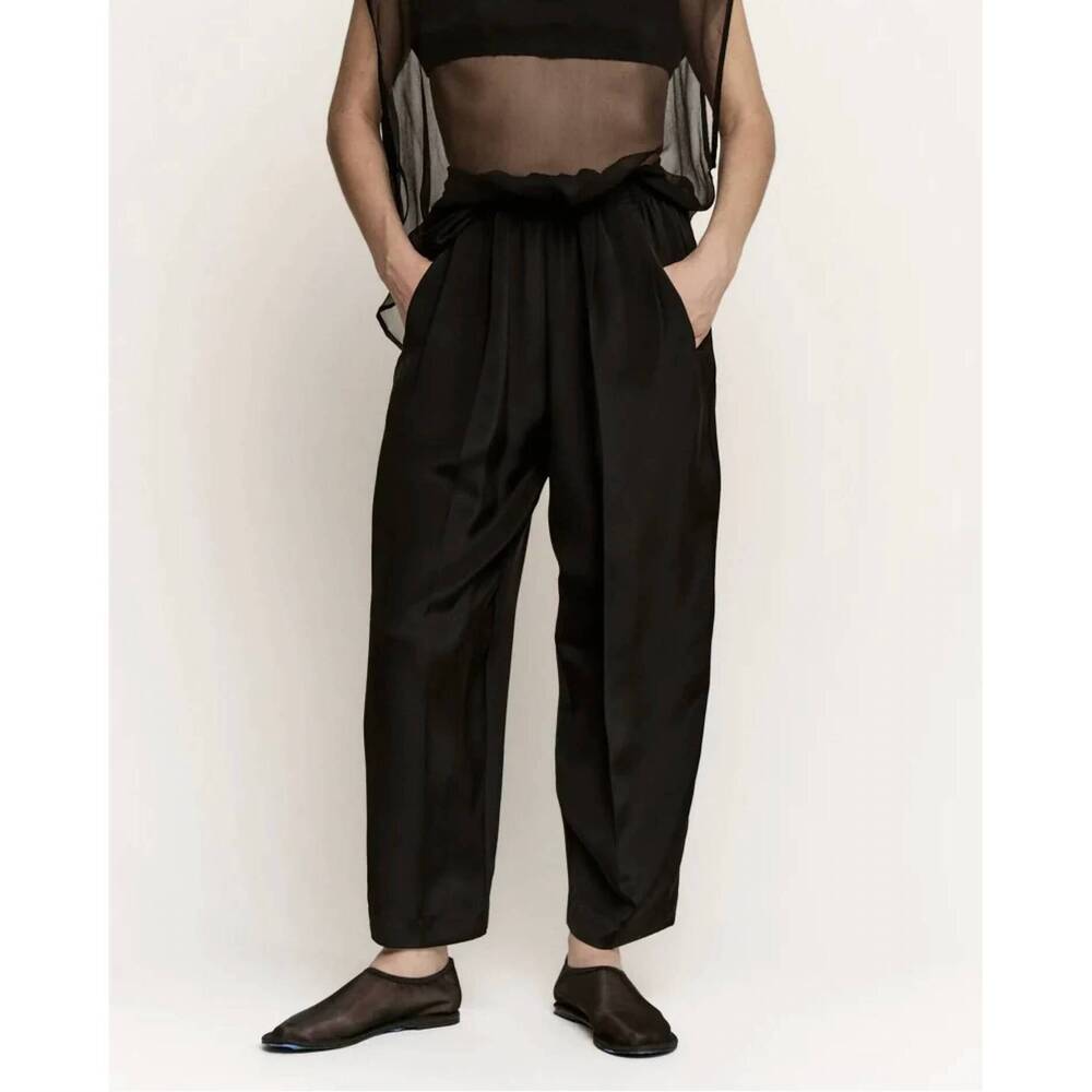 NEW MODERN WEAVING relaxed 3 ply silk trouser in black